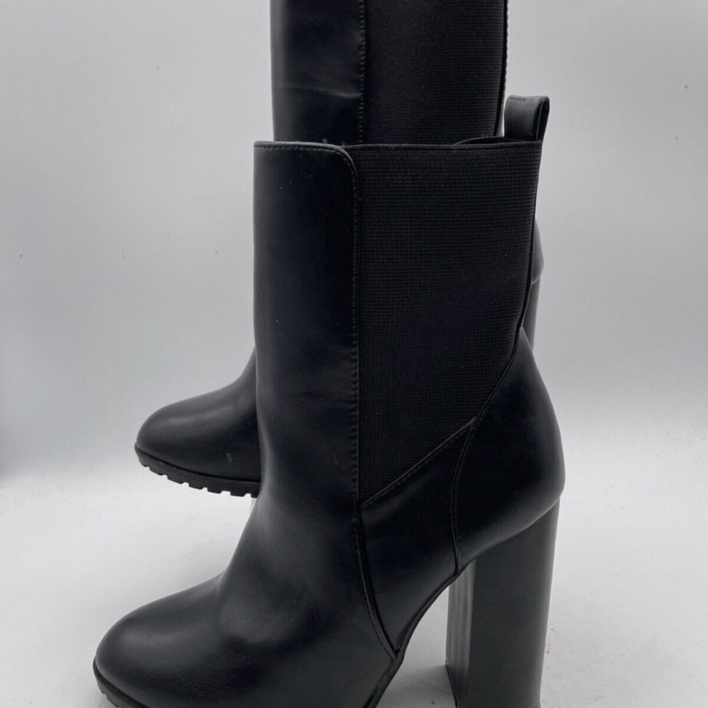 French‎ Connection Black chunky 4” Heeled Boots rugged bottoms